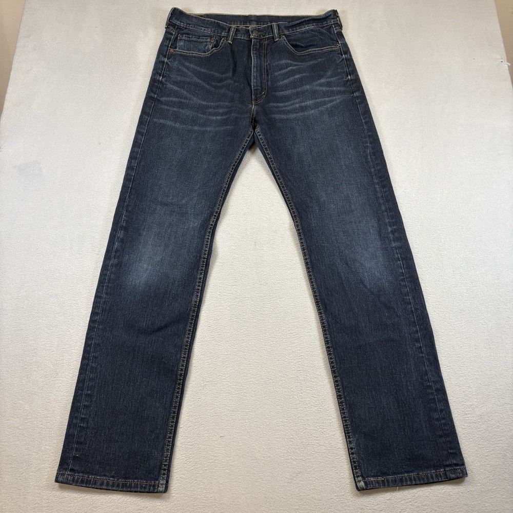 Levi's 505 Men's Jeans 36x34 Regular Fit Stretch Dark Wash Blue Denim